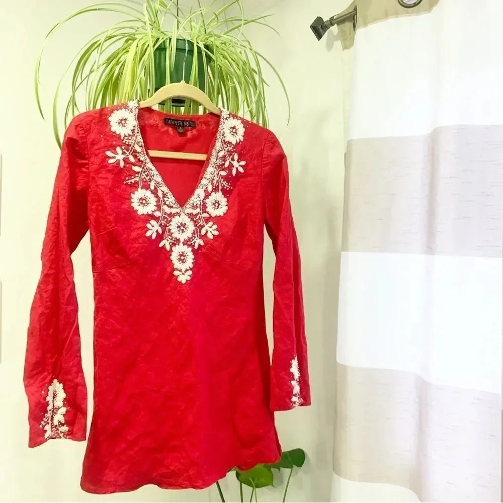 Lafayette 148 Embroidered Tunic Top